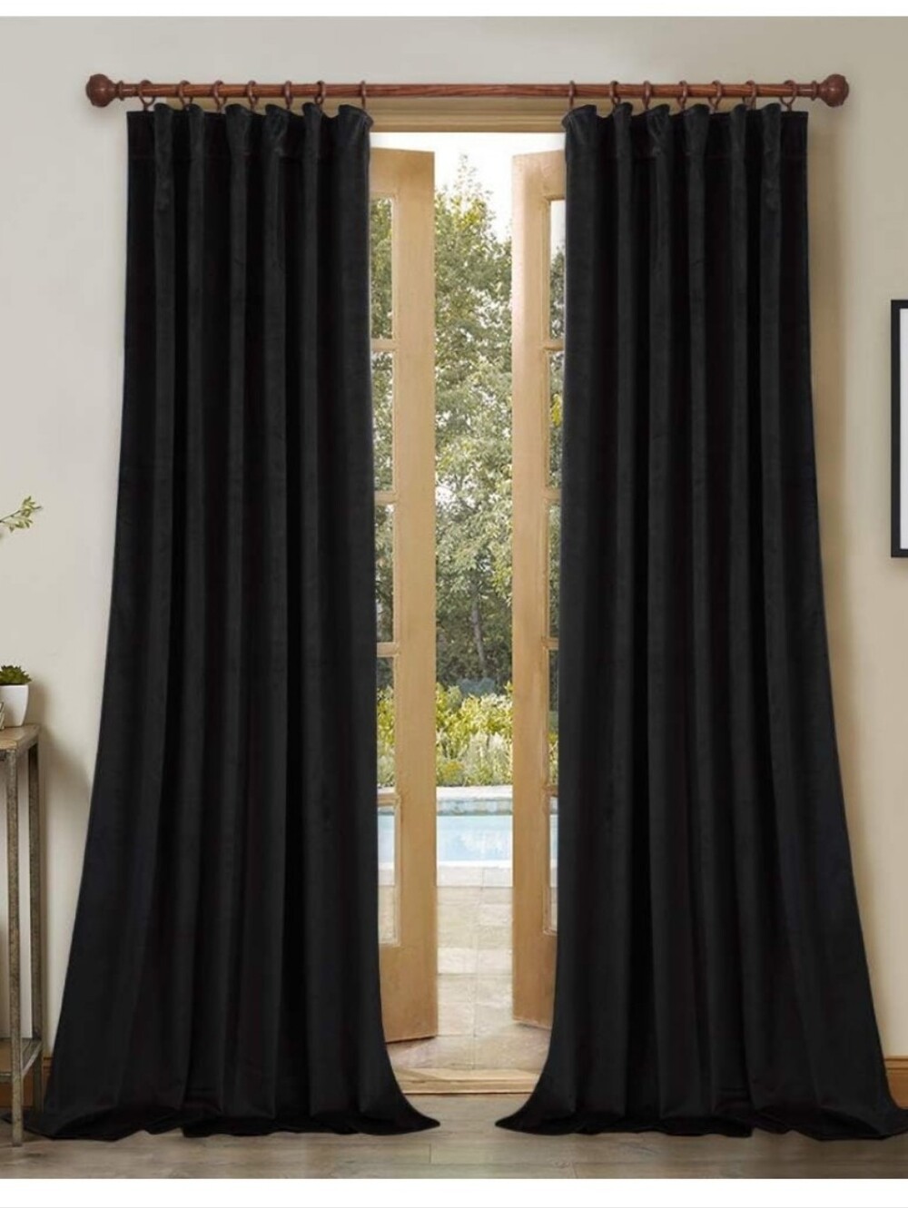 Black Velvet Curtain Panels - 52"W x 96"L - 4 Panels - EUC